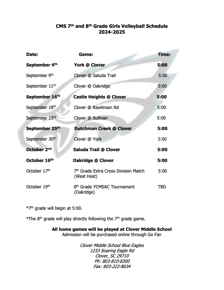 Volleyball Schedule