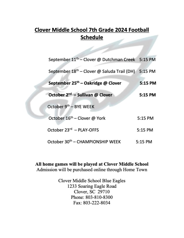 7th grade football schedule