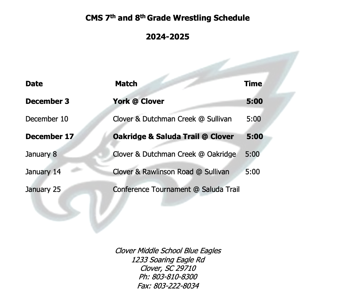 wrestling schedule