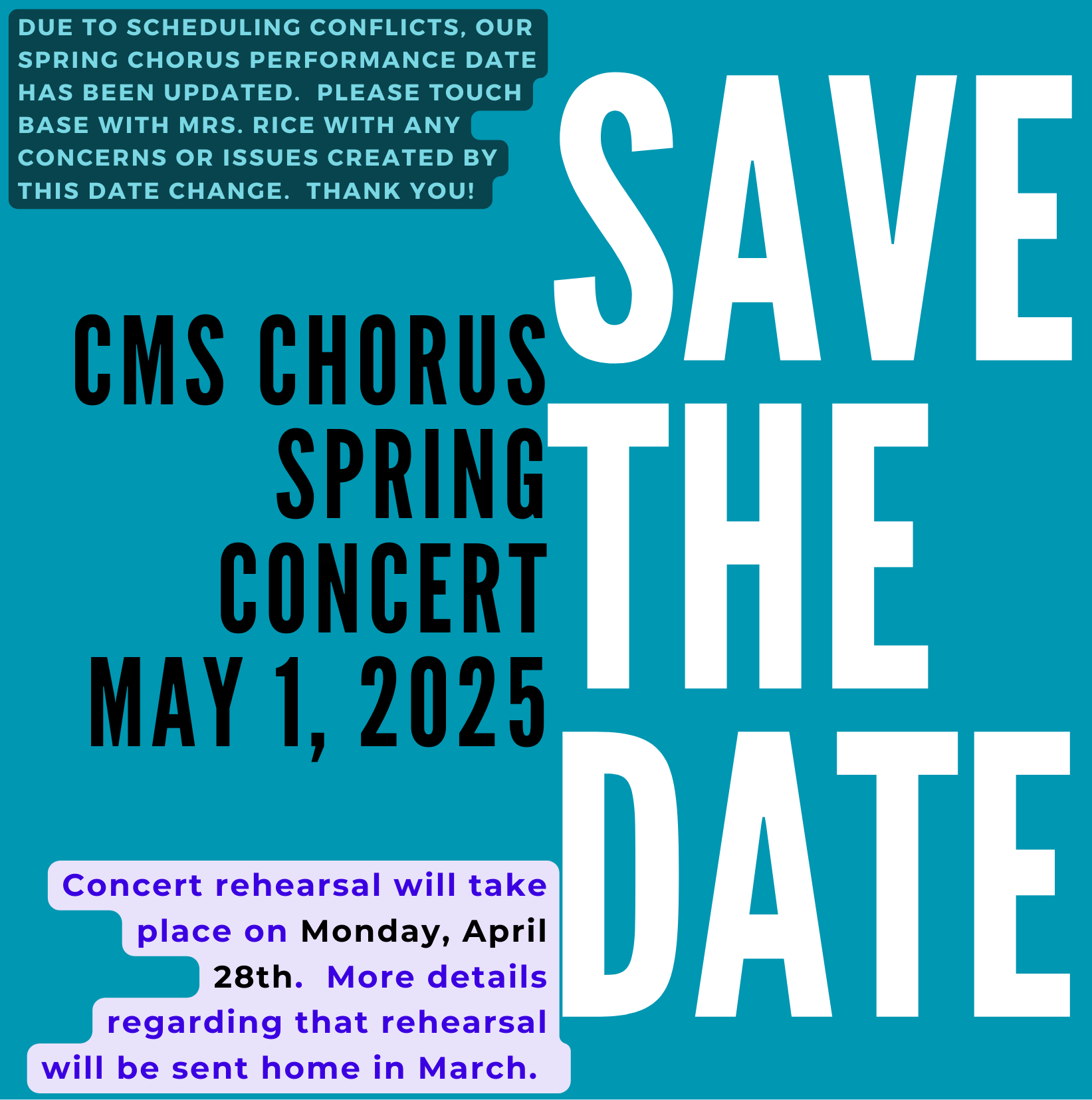 Save the date- Chorus Concert May 1