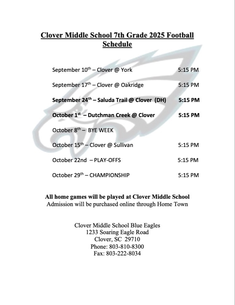 7th grade football schedule