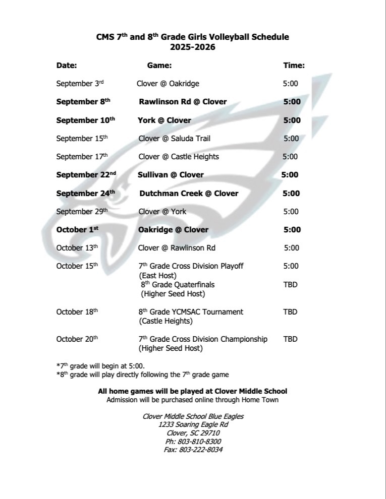 Volleyball Schedule