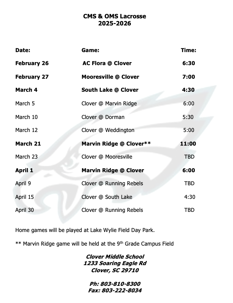 lacrosse schedule