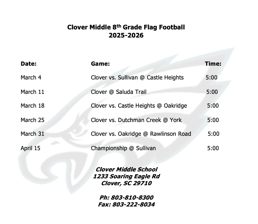 8th flag football schedule