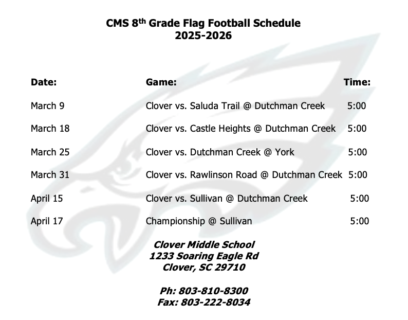 8th flag football schedule