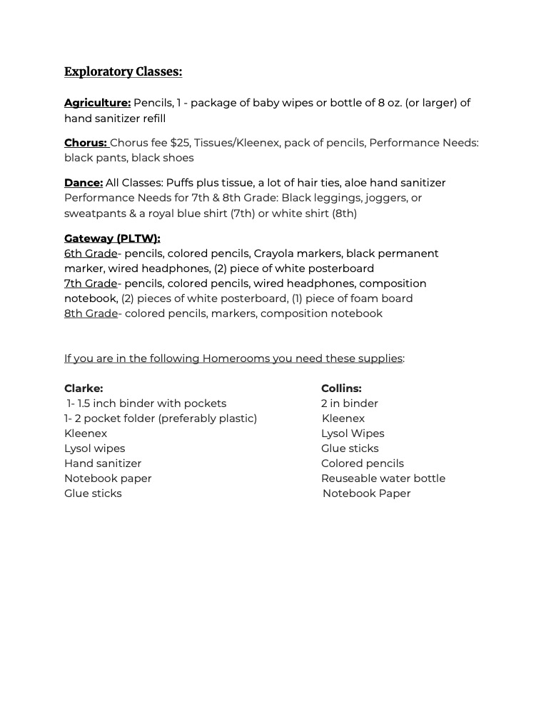 Supply List Page 2