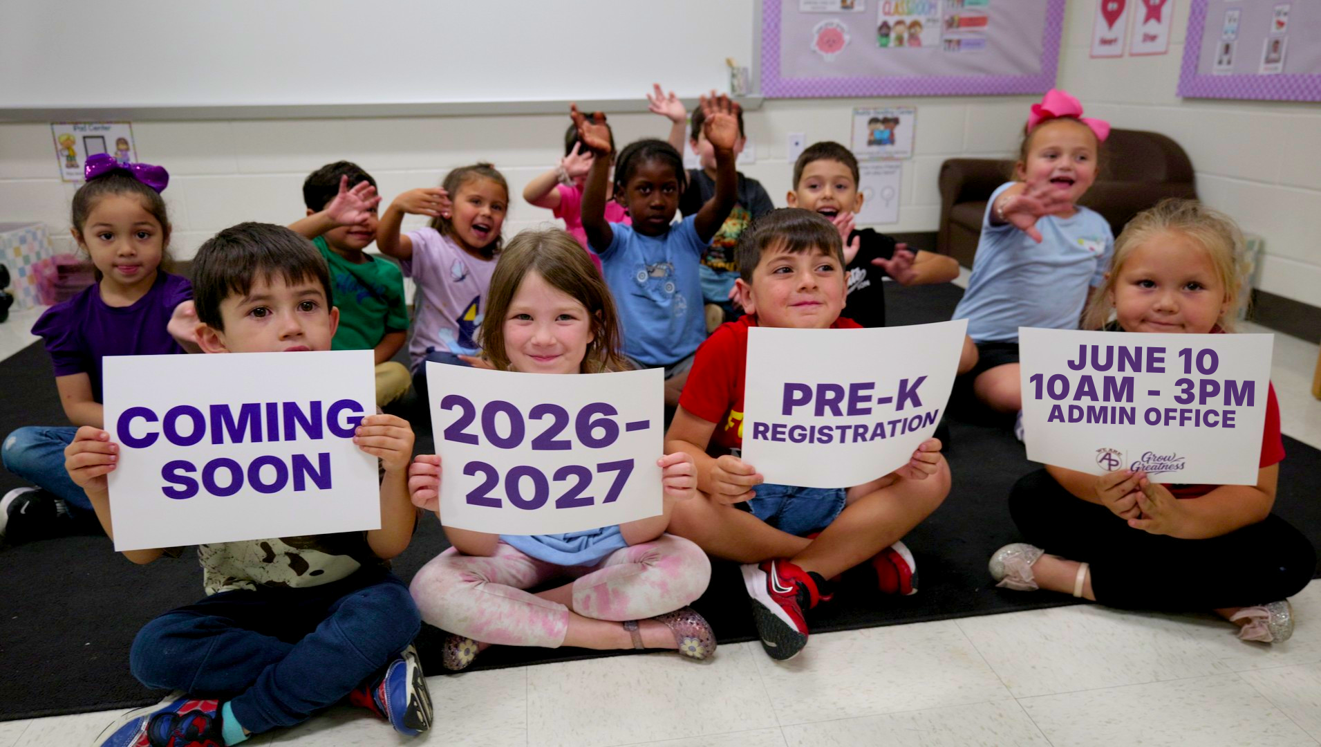 Coming soon 2026-2027 Pre-K Registration June 10 10AM - 3PM Admin Office