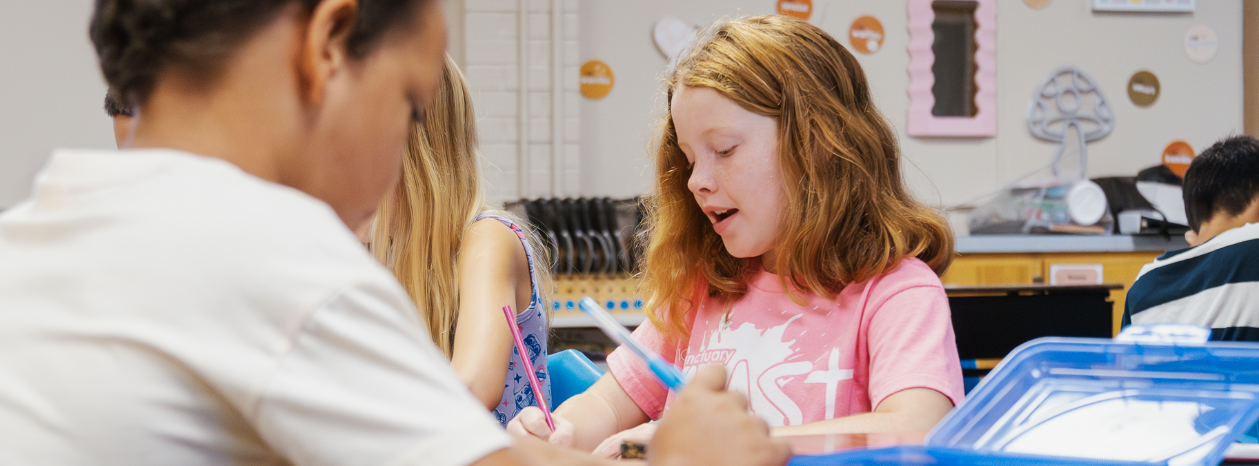 A West Park student works on her autobiography project on the first day of school in 2025.