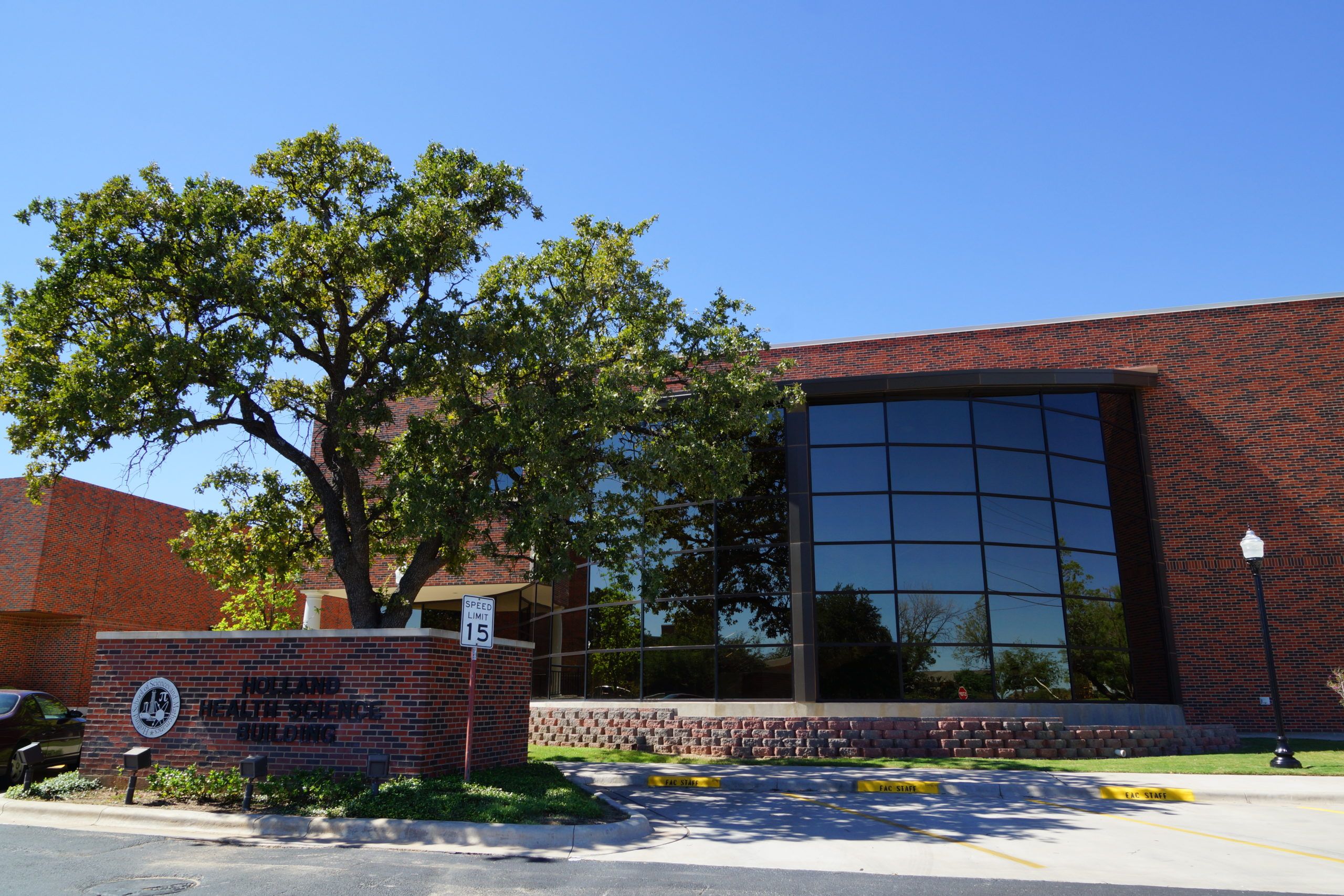 A front view of Holland Medical High School on the Hardin-Simmons University campus