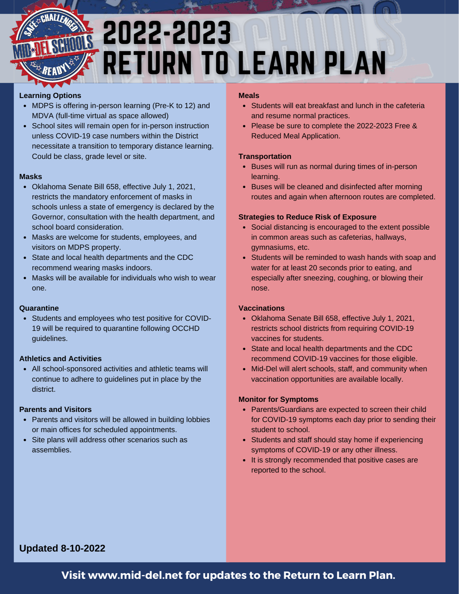 Return to Learn plan revised 8-10-22