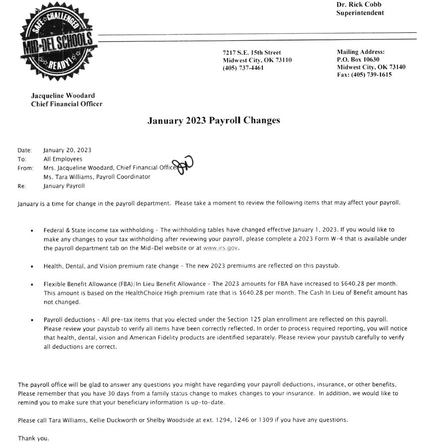 Payroll Department | Mid-Del School District