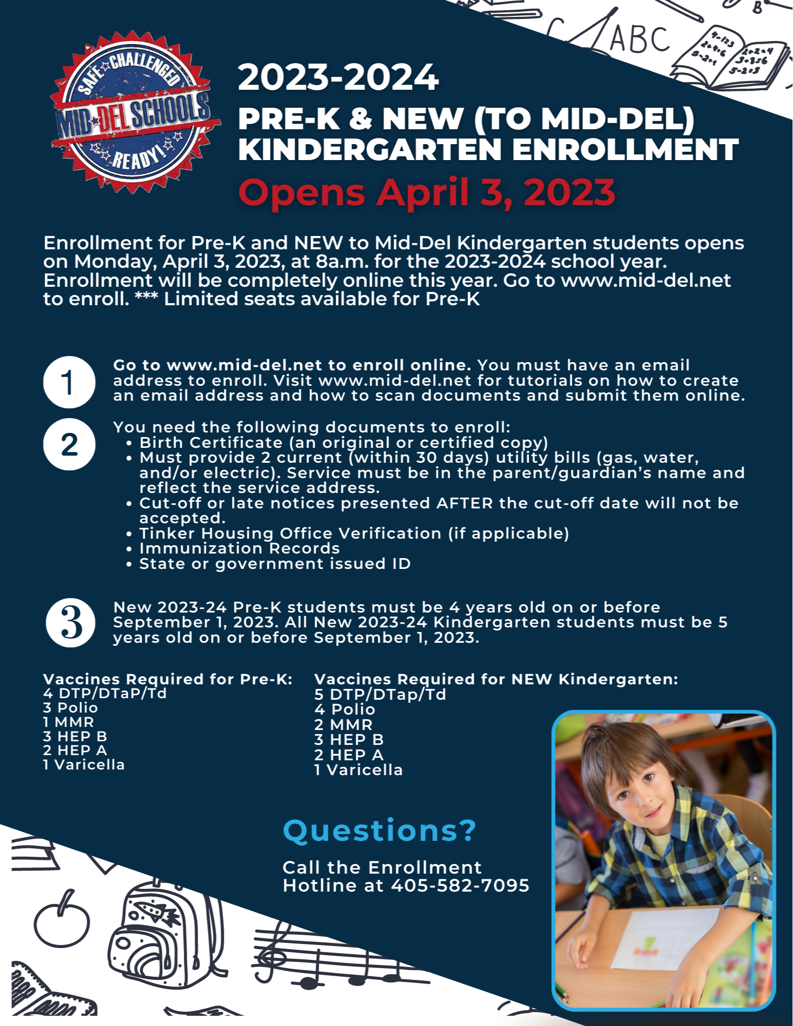 Pre-K and Kindergarten enrollment flyer