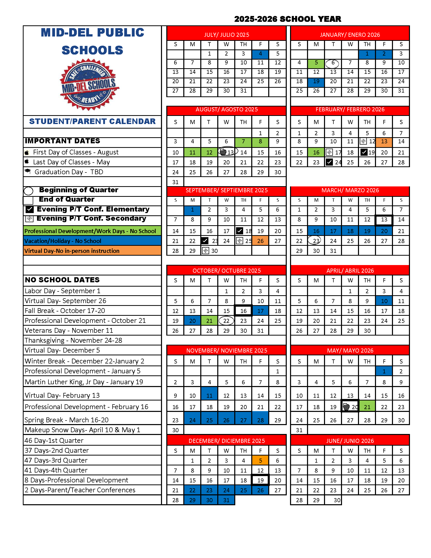 2025-2026 District Calendar