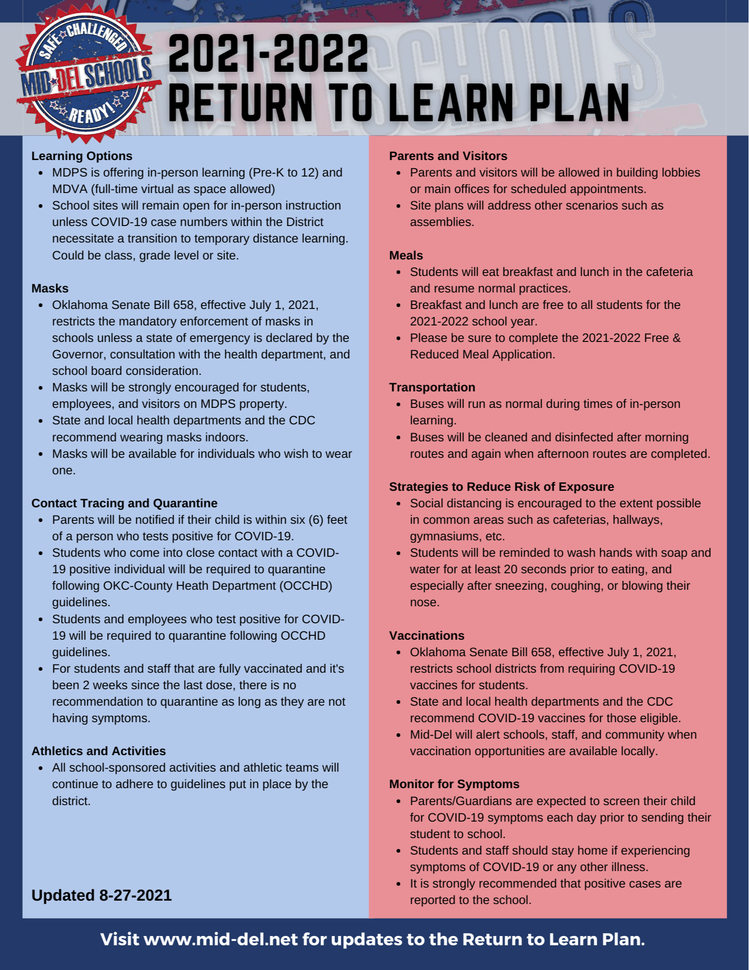 Return to Learn plan revised 8-27-21