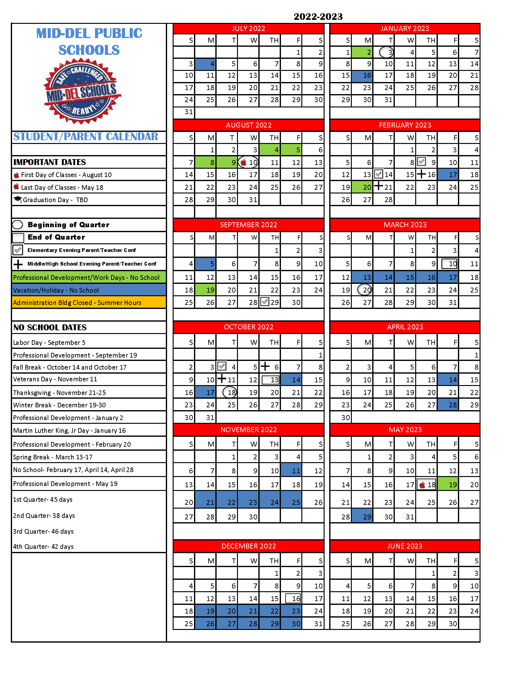 2022-23 district calendar