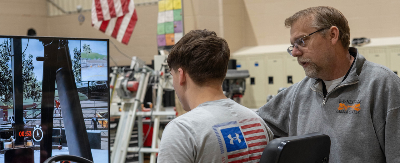 Student learning on simulator at WCC