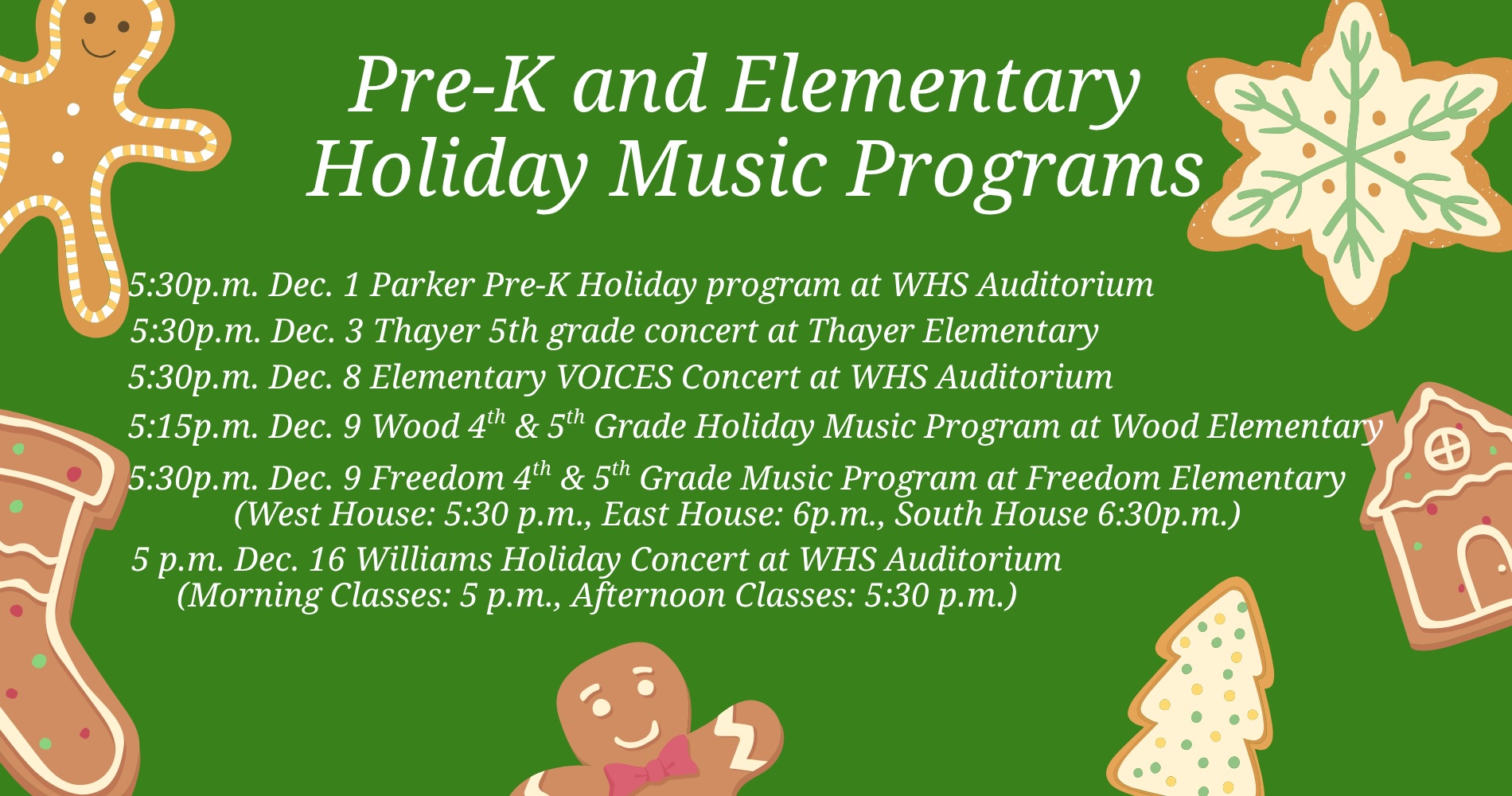 pre k and elementary holiday performance