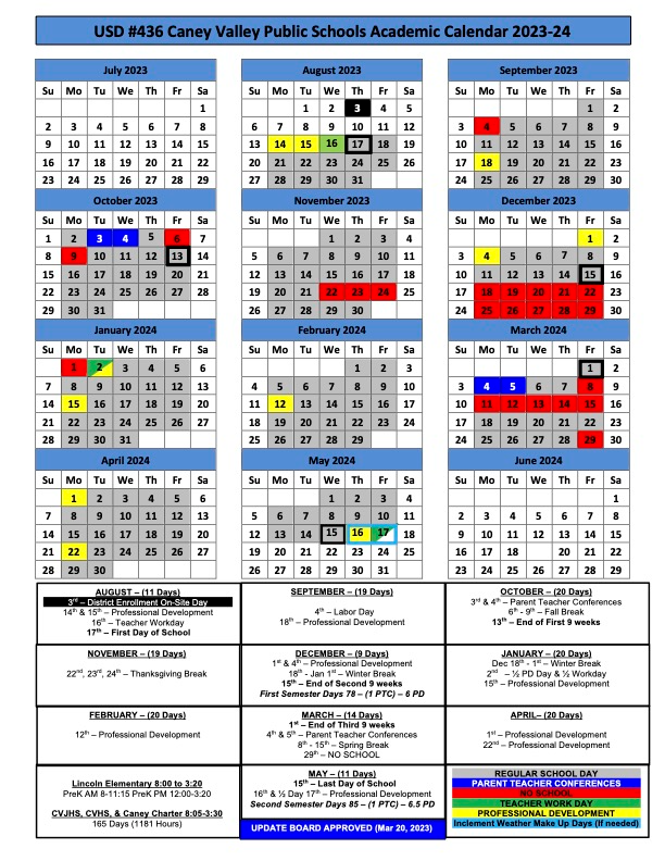 Caney Valley Usd 436 Calendar 2024 - Publicholidays.com