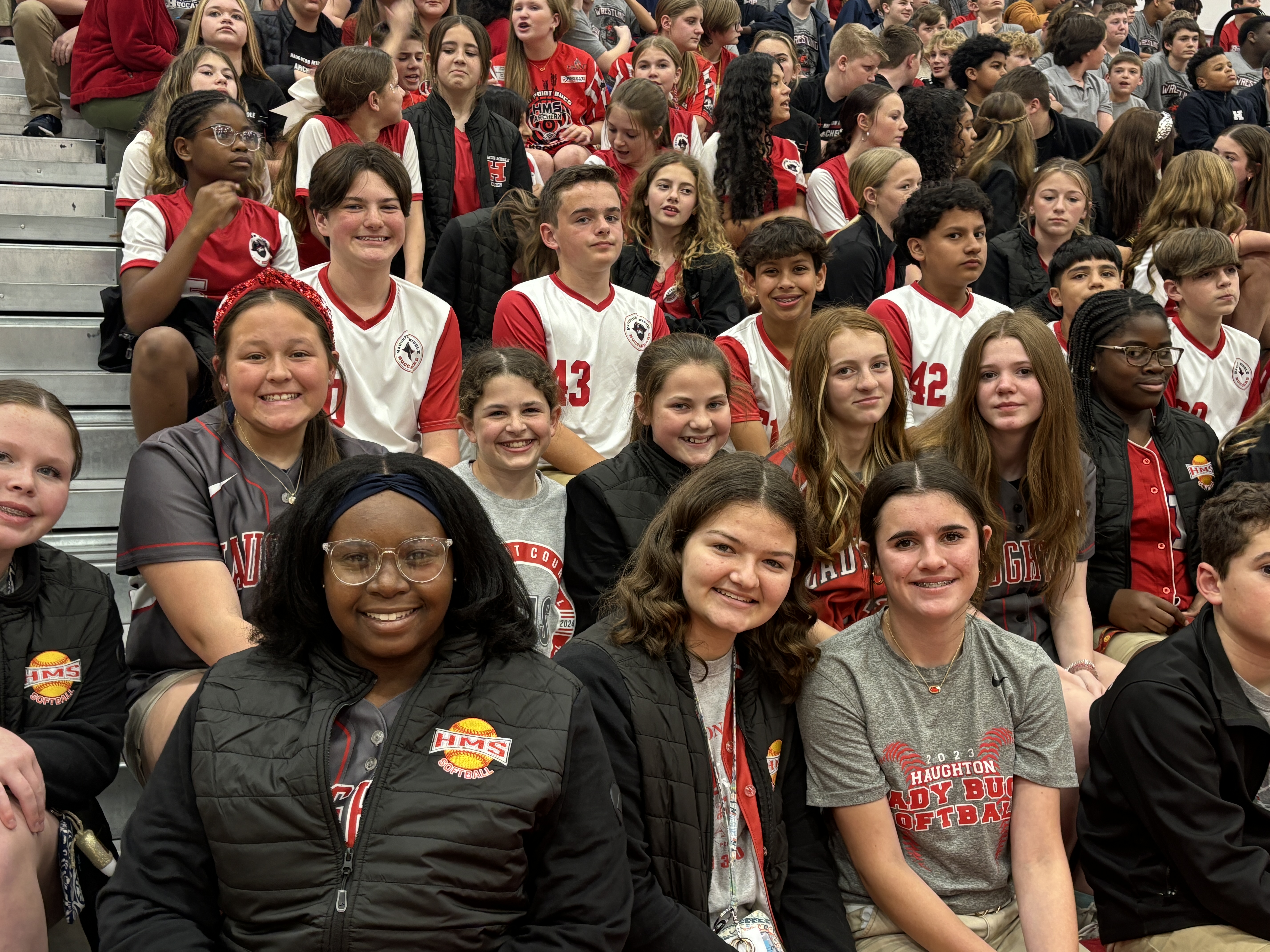 Students smiling in gym