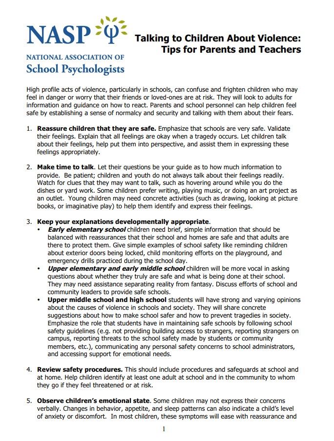 Tips for parents talking to kids about violence