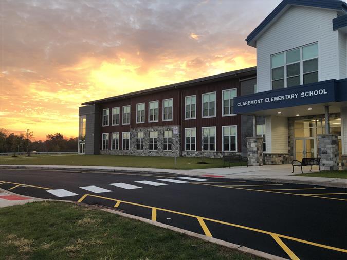 claremont elementary school at sunset