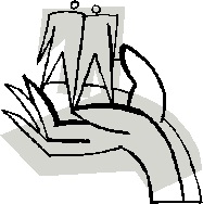 Drawing of hand holding 2 people 