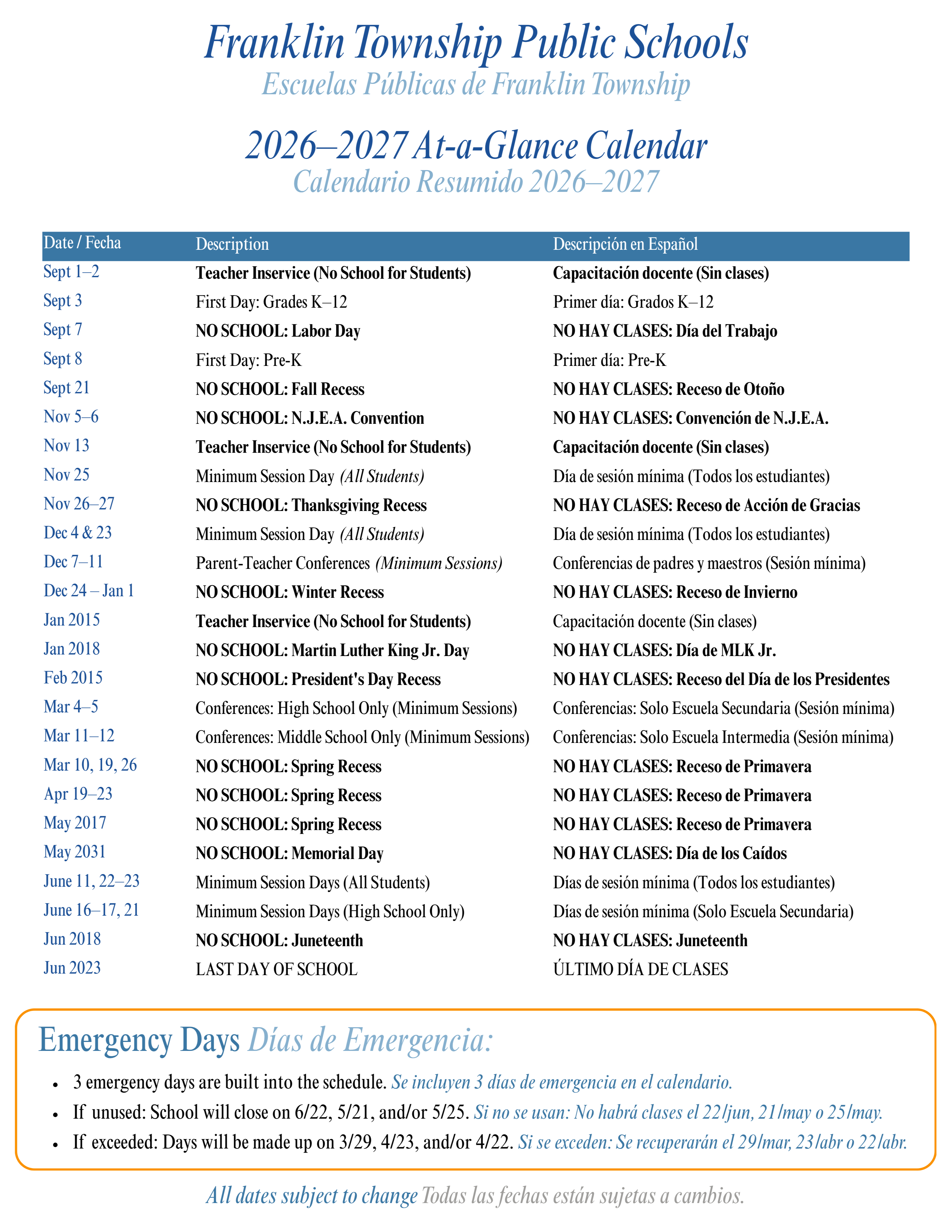 At-a-Glance Calendar
