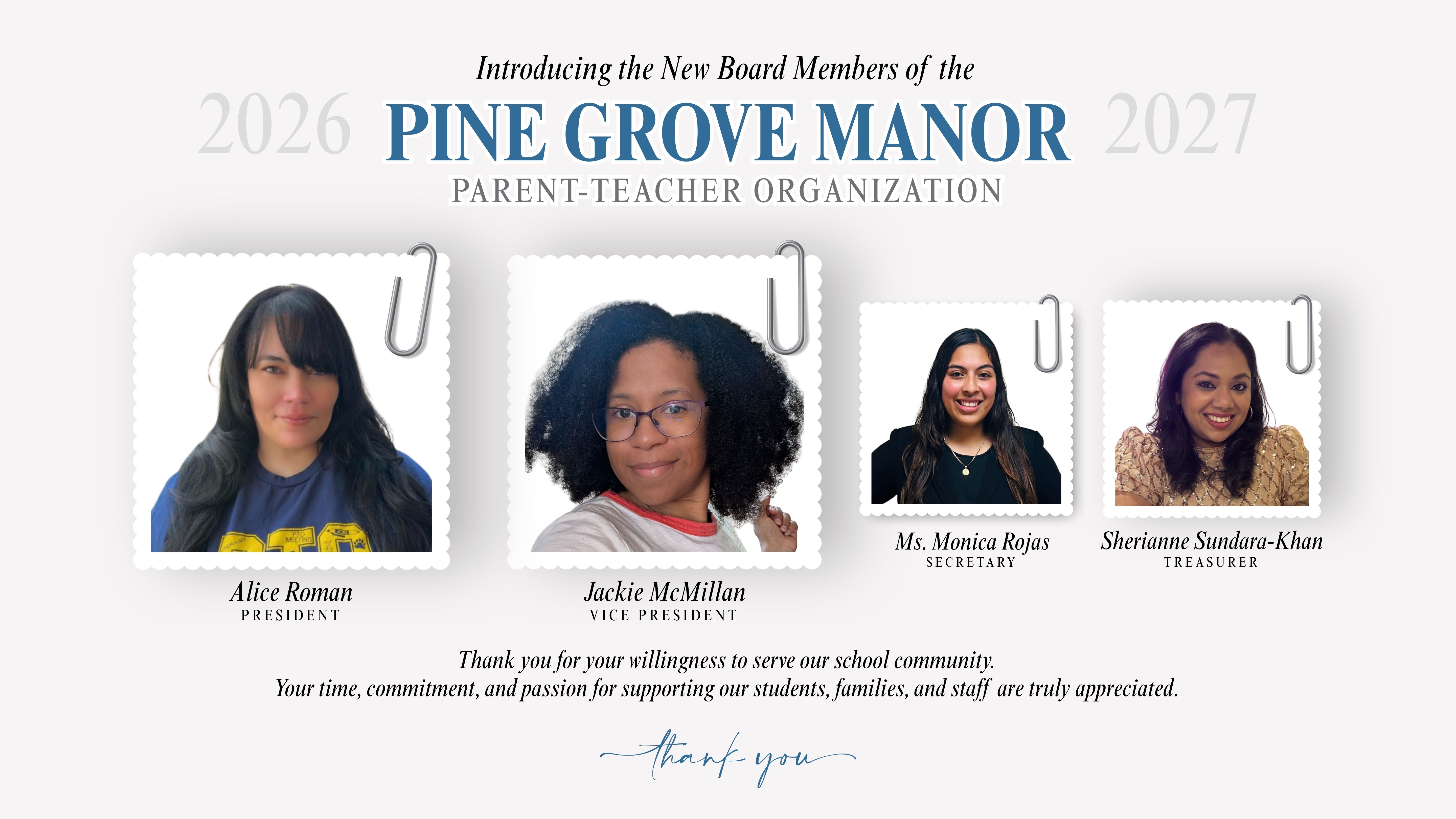 PTO Board Members 2026-2027