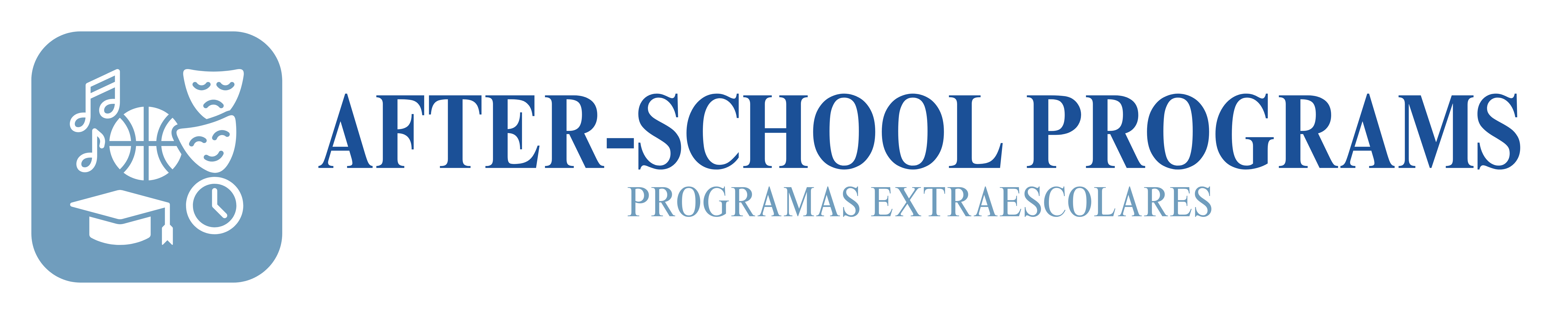 A dark background with the blue "After School Program" text and a small white logo.