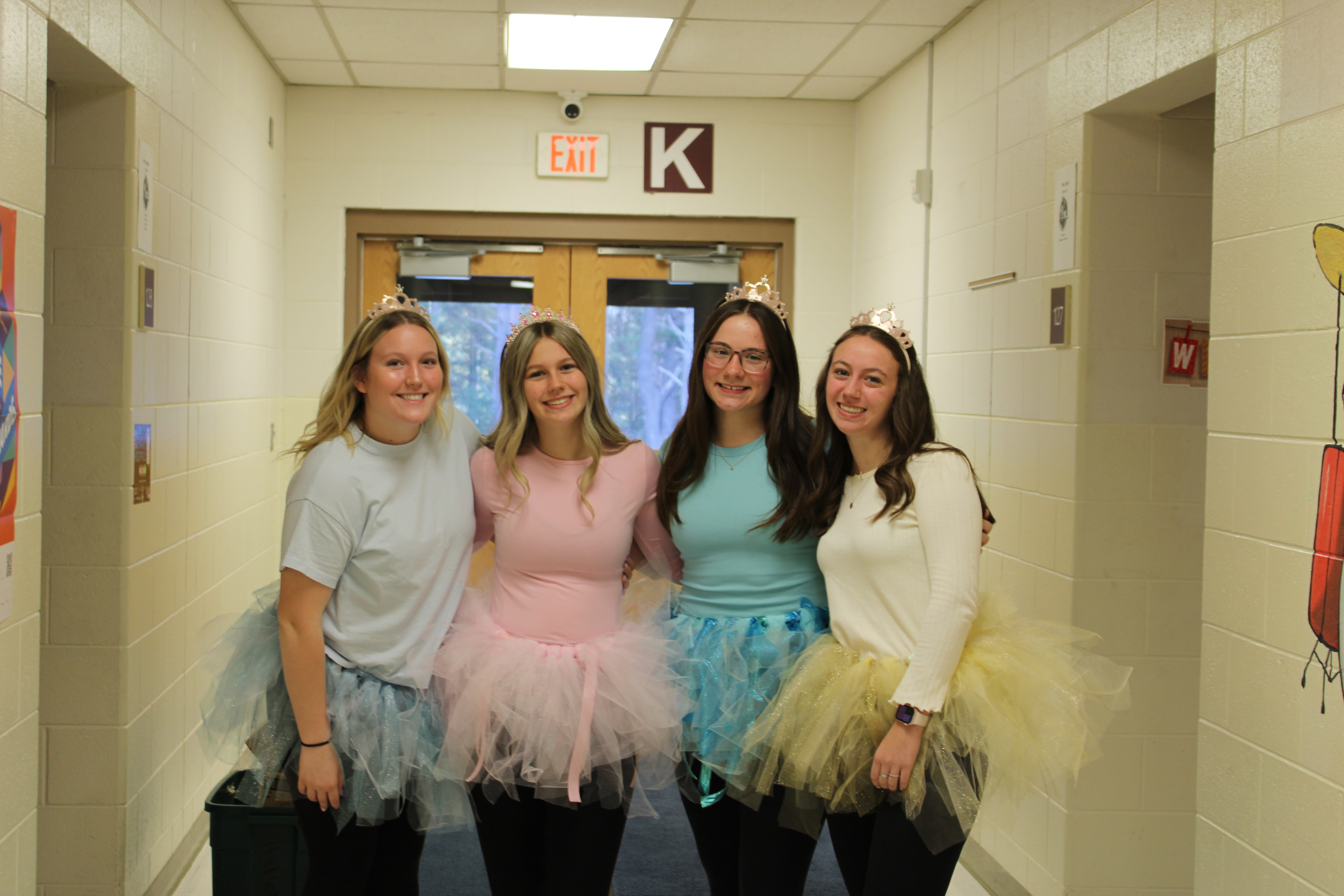 girls dressed up in pastel and fluffy skirts for a dressup day