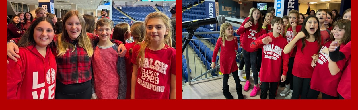 Walsh music students performed during halftime at a Bridgeport Islanders hockey game!