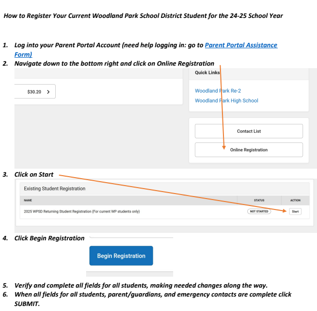 How to register your current WPSD student - click image to enlarge