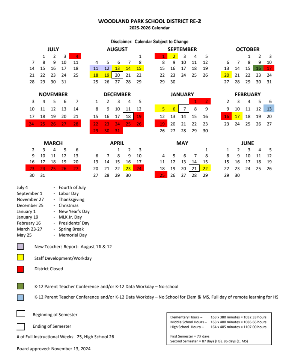 2025-26 District Calendar