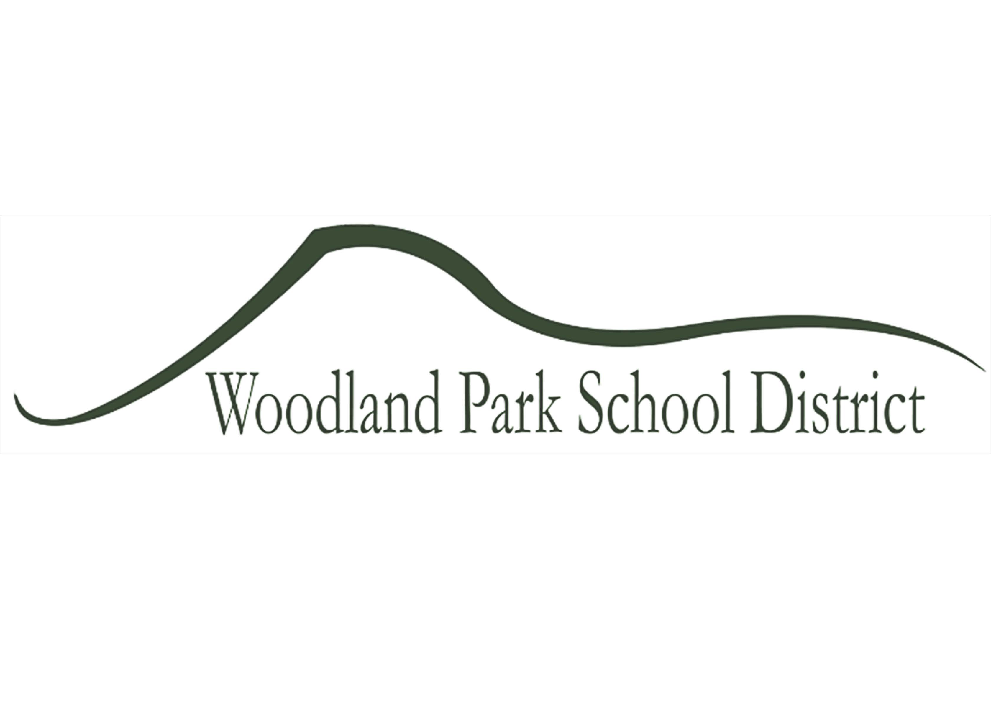 Woodland park school district logo with mountain 