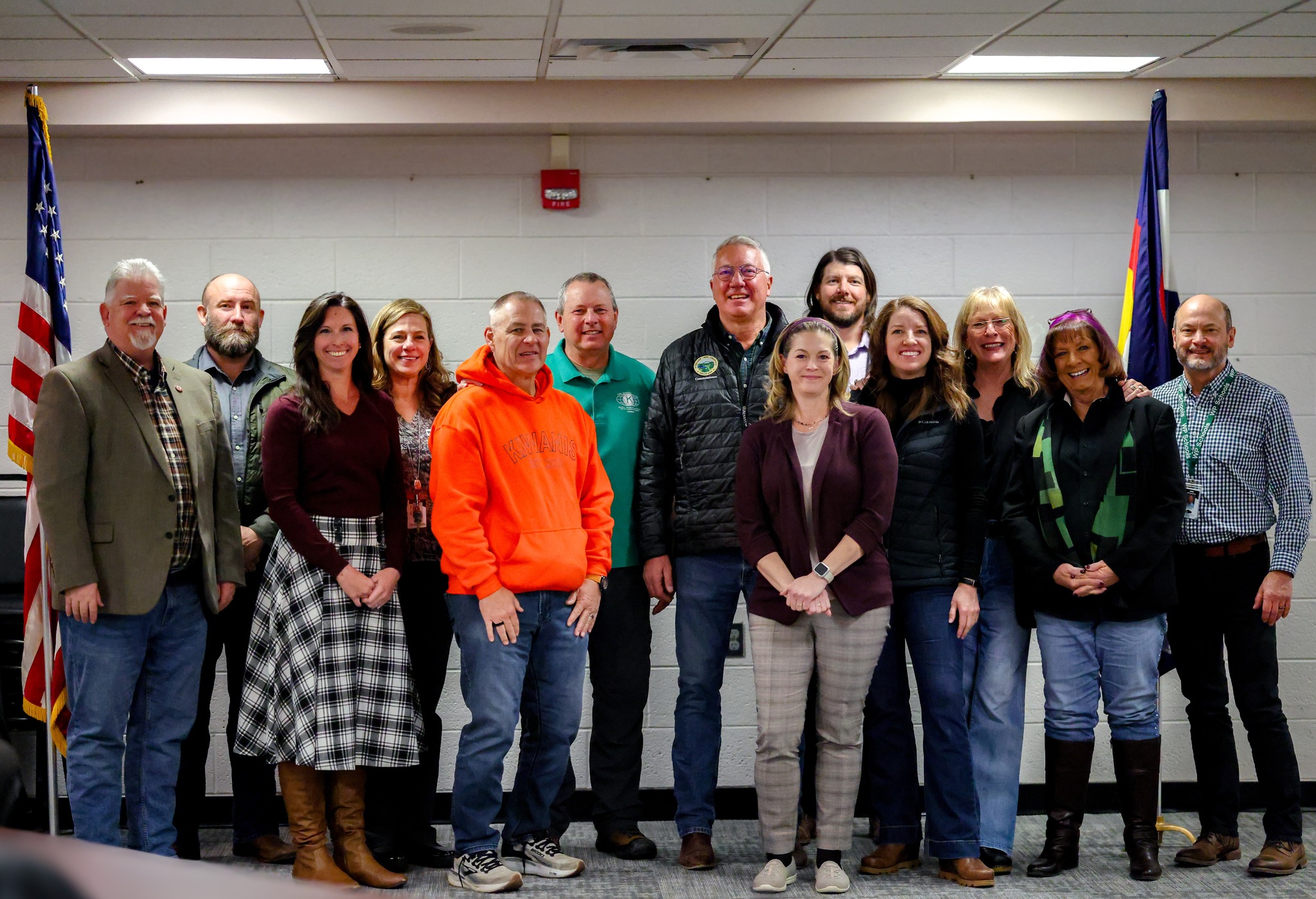BOE and District leadership pose with Local Leaders after a productive community connections meeting