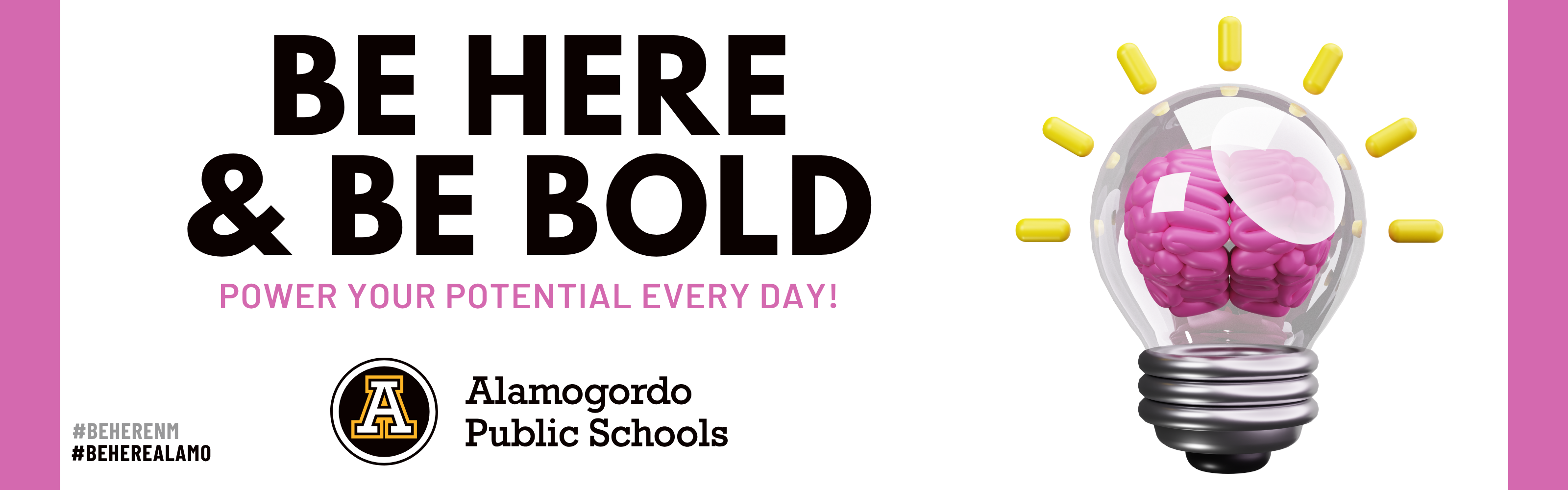 Be Here &amp; Be Bold - October Graphic with a lightbulb with a brain inside