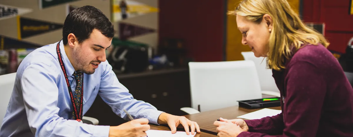 Employees having a professional conversation.