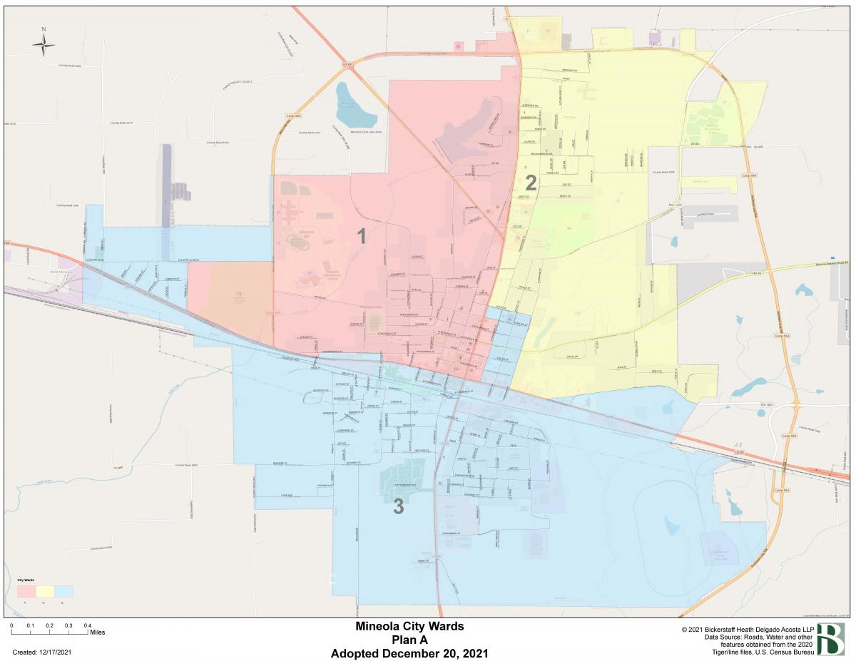 mineola city wards map