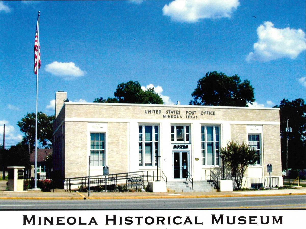 The Mineola Historical Museum building at daylight.