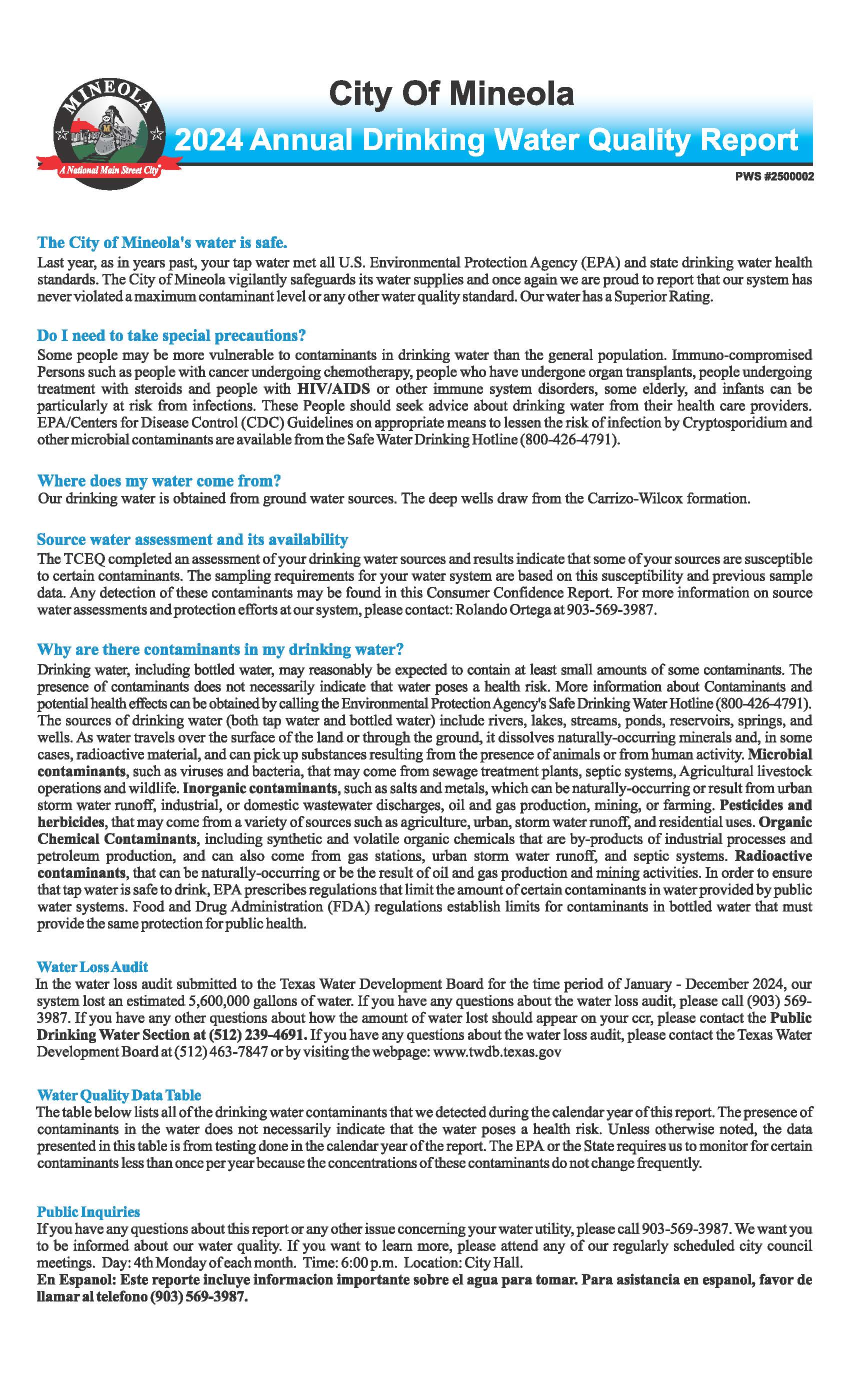 2024 Drinking Water Quality Report