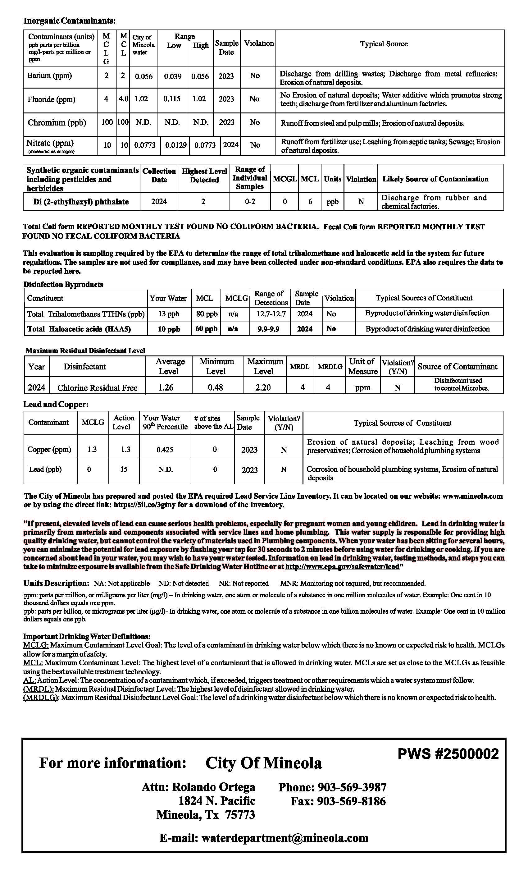 2024 Drinking Water Quality Report