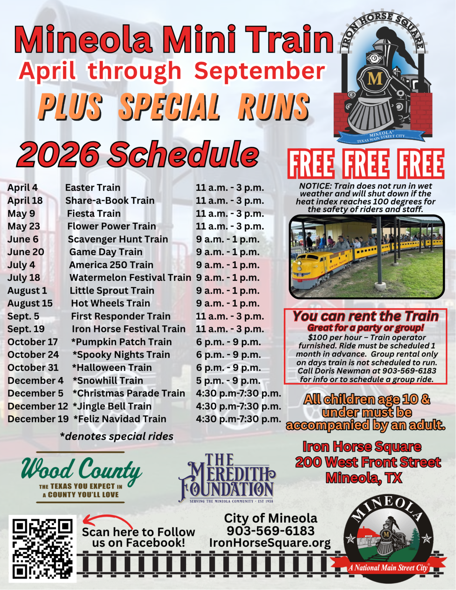 Mineola Mini Train Schedule 
