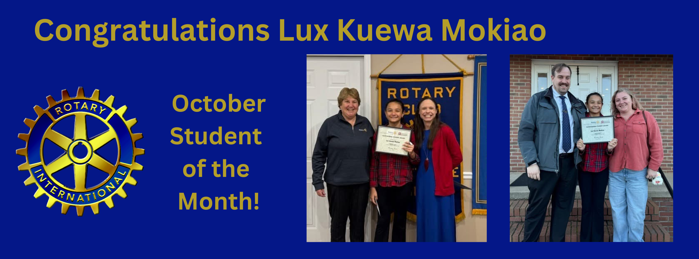 October Rotary Student of the Month