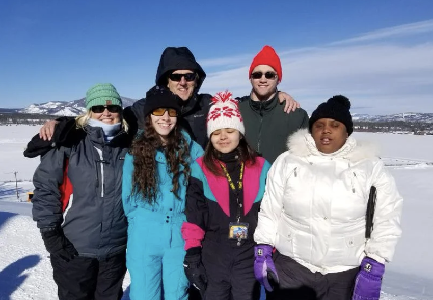 students together out about to ski