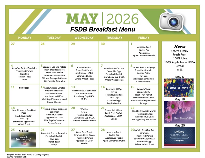 May  Breakfast Menu 2026