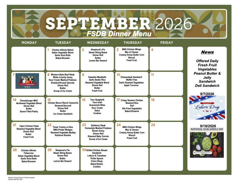 September Dinner Menu 2026