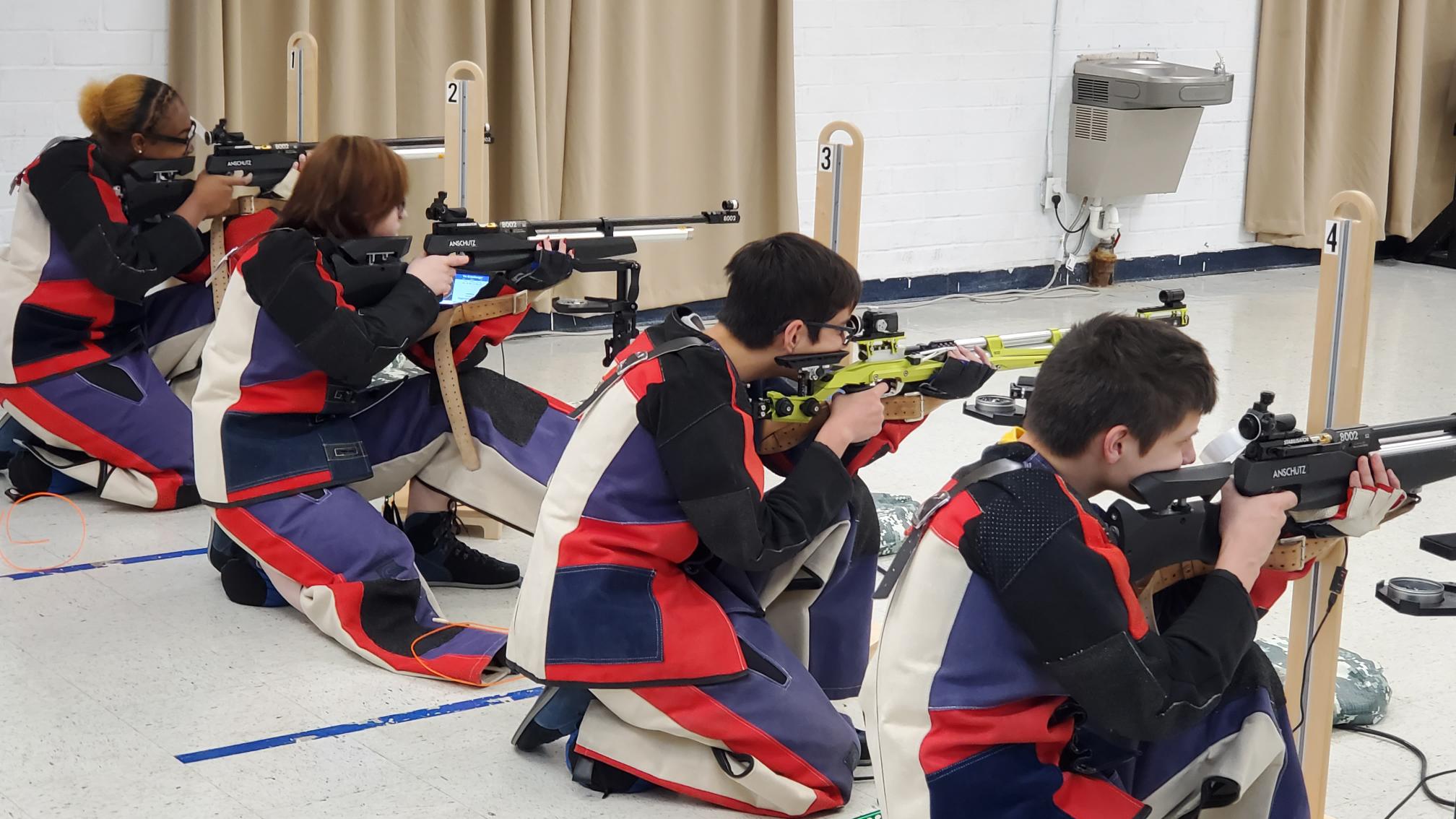 students competing at riflery competition