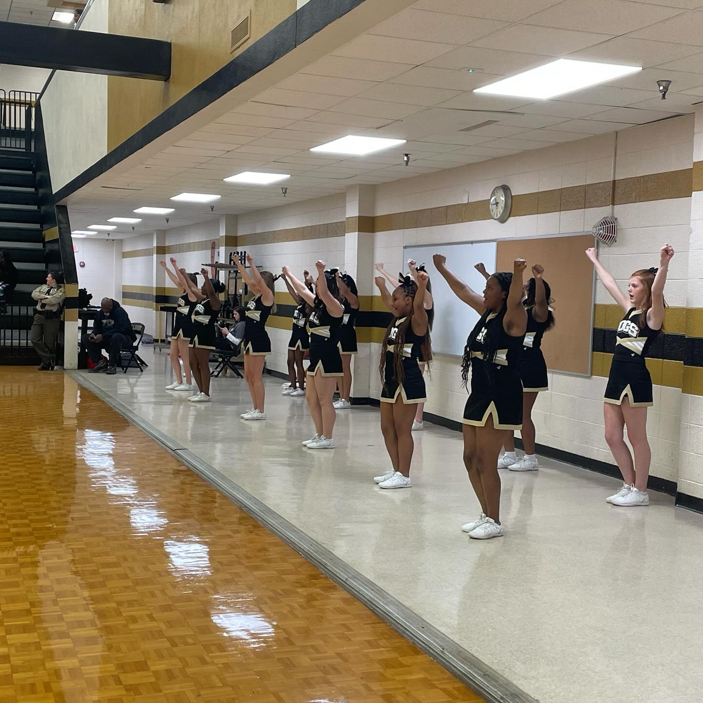 cheering at a basketball game