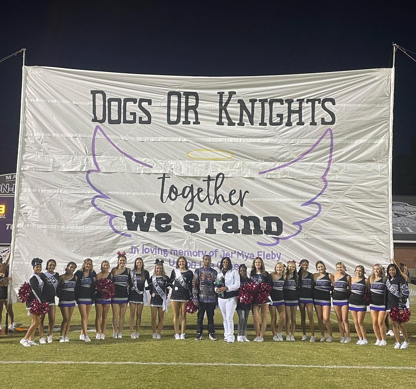 Run through sign honoring upson-lee who lost a cheerleader