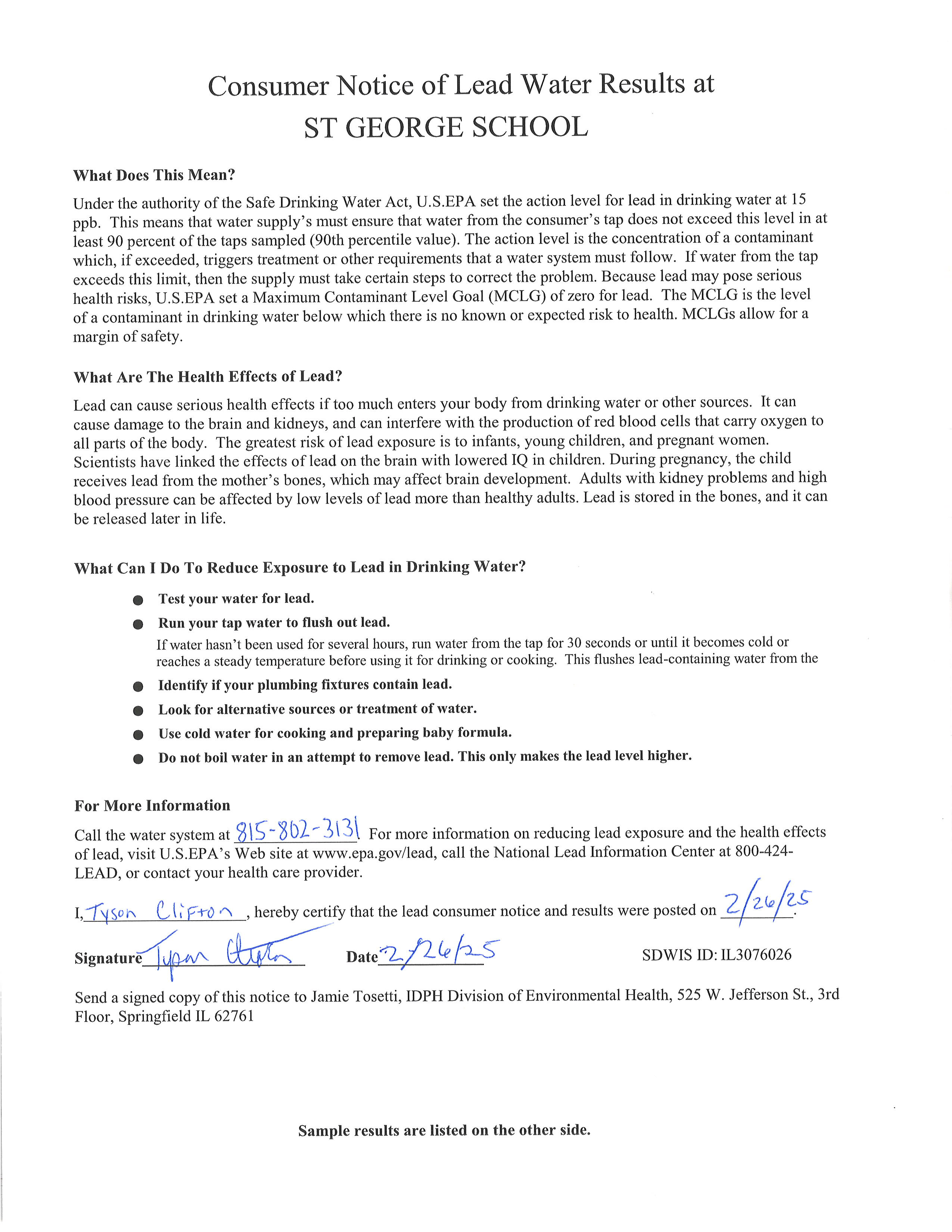 2024 Water Testing - Lead Testing Results Information 08-19-2024 1